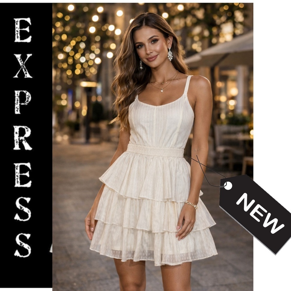 Express Short Cream w/Metallic Detail Nwt